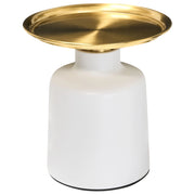 Tavolino rotondo in metallo bianco e oro stile glamour soggiorno salotto elegante