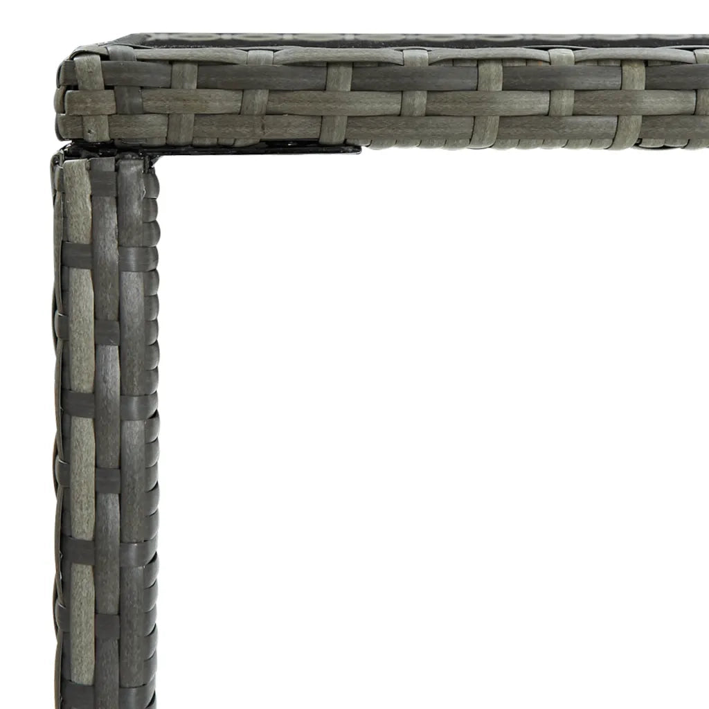 Tavolo da Bar da Giardino Grigio 70x70x110 cm Polyrattan Vetro 313459