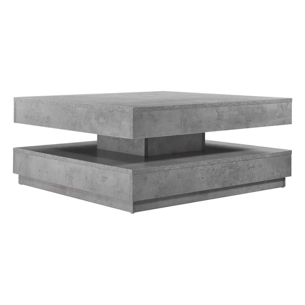 Tavolino da Caffè Florenz con Piano Girevole per Salotto Soggiorno 76 x 76 x 38 cm - Effetto Cemento [en.casa]