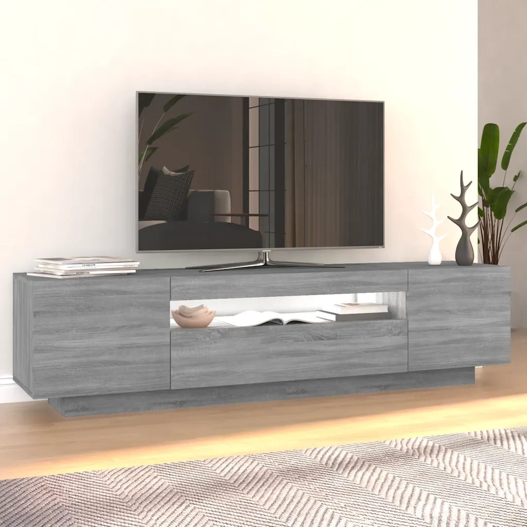 Mobile Porta TV con Luci LED-Credenza TV Grigio Sonoma 160x35x40 cm
