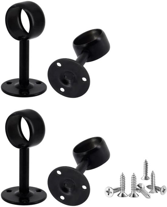 Ganci per tenda da soffitto in acciaio inossidabile nero - fissaggio alla parete - 4 pezzi
