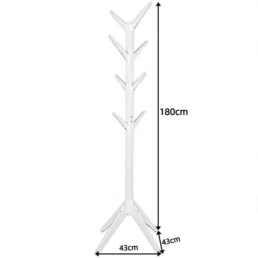 Appendiabiti 43x43x180 cm con 8 ganci in legno bianco