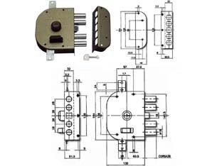 SERRATURA TRIPLICE DA APPLICARE CON SCROCCO A POMPA 3250  mm.60 DX (3250C02)    CR