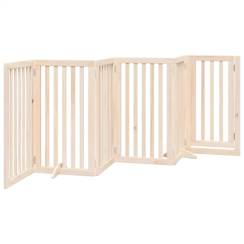Cancelletto per cani con porta pieghevole 6 pannelli 300 cm in legno di pioppo 352239