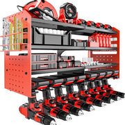 Organizzatore per strumenti da banco con supporto per attrezzi da parete, trapano a percussione, mobile per strumenti con struttura laterale per chiave inglese per garage e officina (Rosa, 8-Kamera)