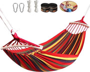 Hammock da Esterno con Stabbi in Legno e Borsa Portatile per Esterno Giardino Campeggio Resistenza fino a 300KG - Rosso
