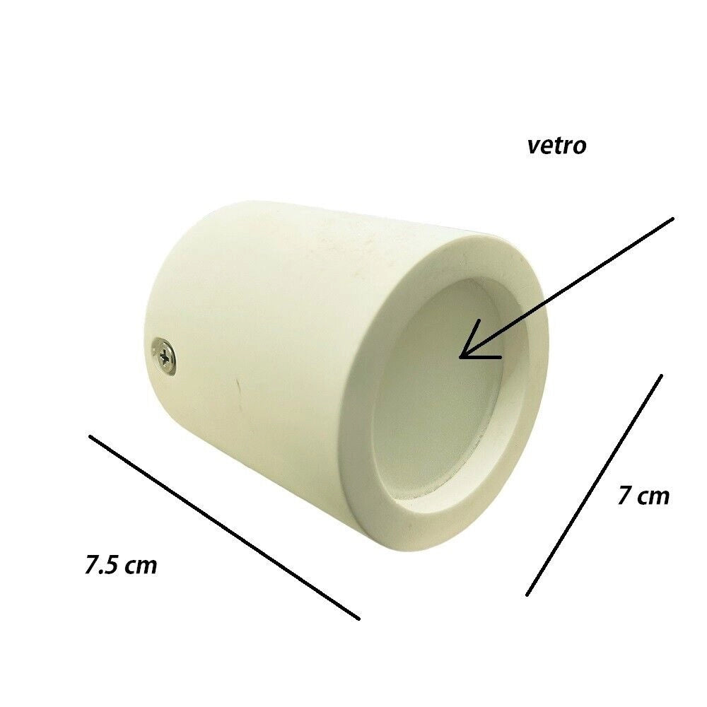 Plafoniera moderna in gesso e vetro verniciabile rotonda 7.5x7 cm e attacco gu10 massima potenza supportata 10w