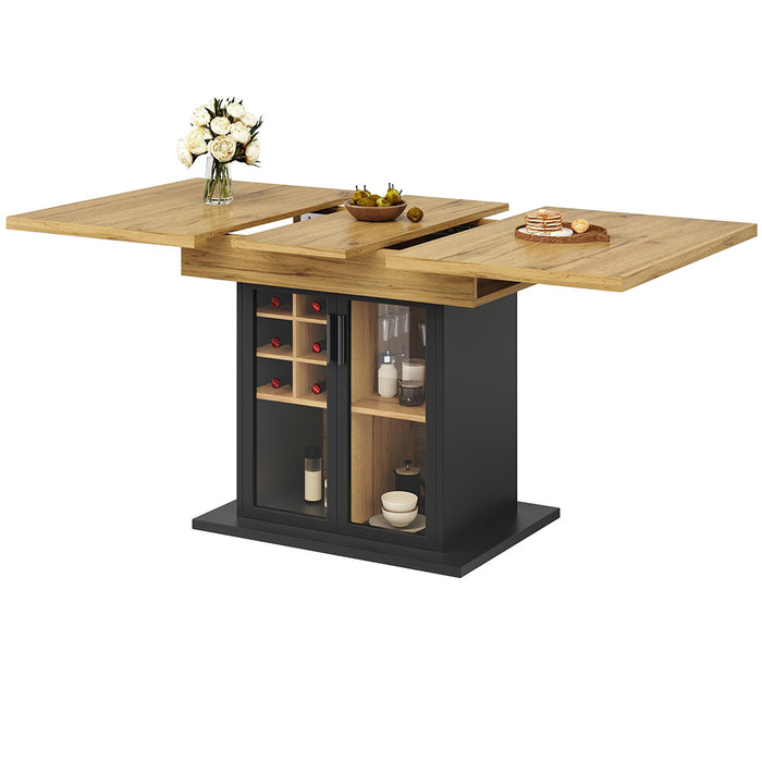 Tavolo estensibile - Xylo - 110-140x80cm con porta bottiglie vetro