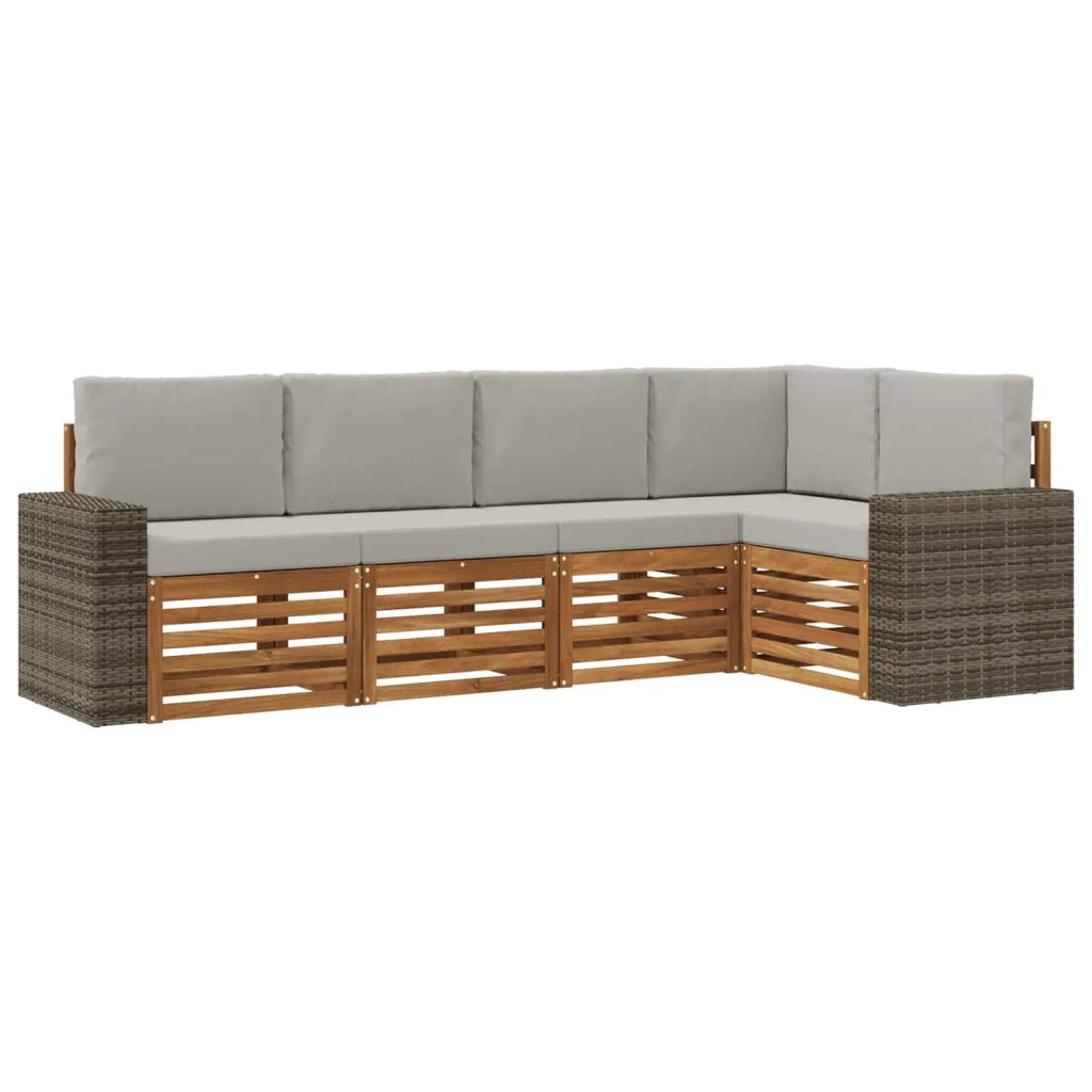Set di divani da esterno 5 pz Naturale e Grigio Chiaro 3384367