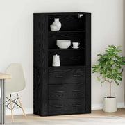 Credenza-Buffet-Armadio da cucina Rovere Nero 80 x 33 x 150 cm Legno multistrato 742696