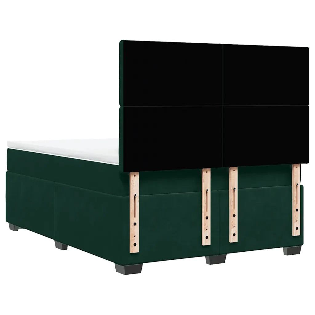 vidaXL Giroletto a Molle con Materasso Verde Scuro 160x200 cm Velluto