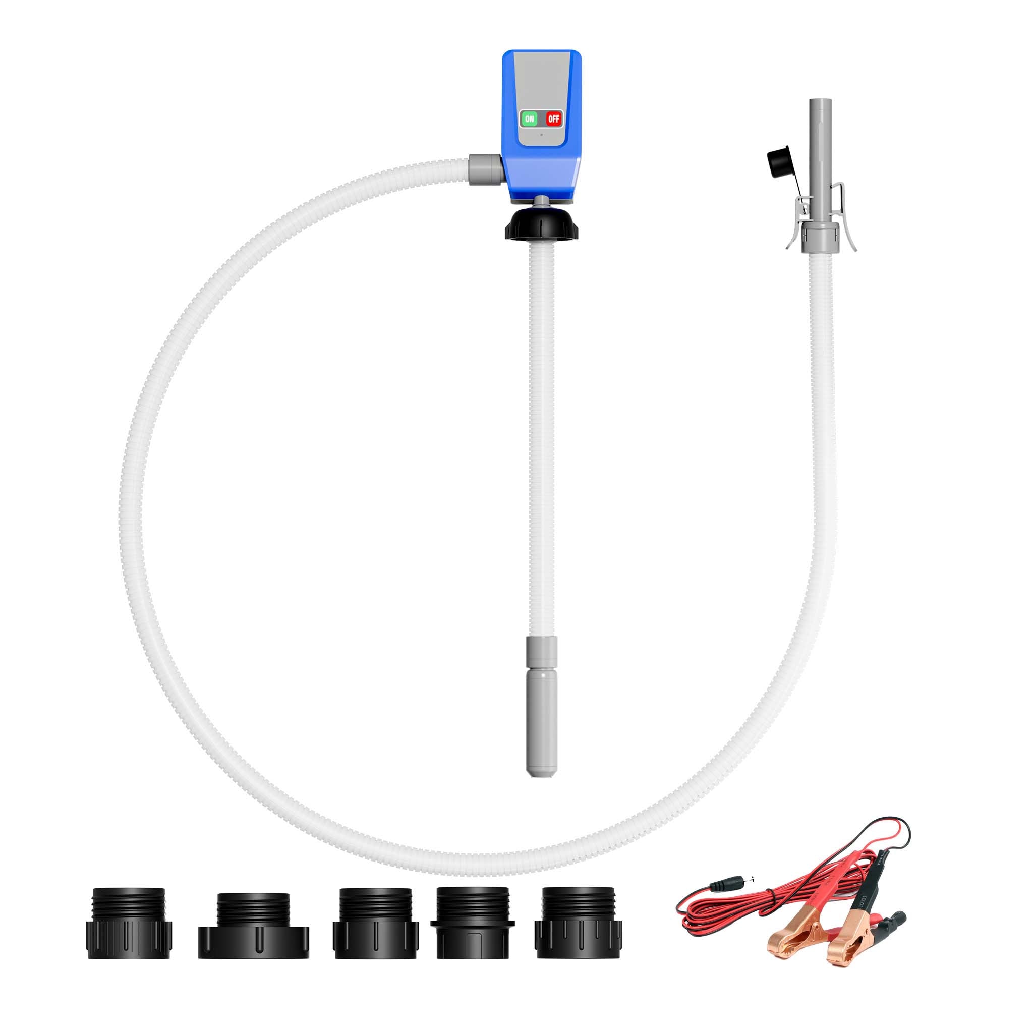 Pompa travaso benzina, olio, gasolio, liquidi, acqua, 12 l/min, pompa autoadescante funzionamento con cavo 12 V o a batteria, display LED