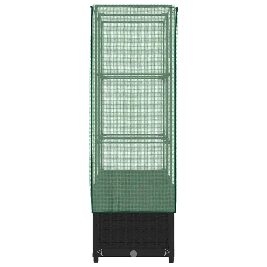 Fioriere | Cassetta per fiori | Letto Rialzato con Copertura Serra Effetto Rattan 80x40x138 cm