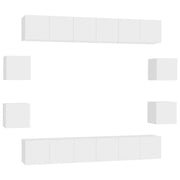 Set Mobili Porta TV 10 pz | Armadietto TV | Mobile Porta TV Bianco in Legno Multistrato
