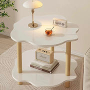 Trade Shop - Tavolino Con 2 Ripiani A Forma Di Nuvola Gambe In Legno Elegante Portaoggetti Soggiorno -