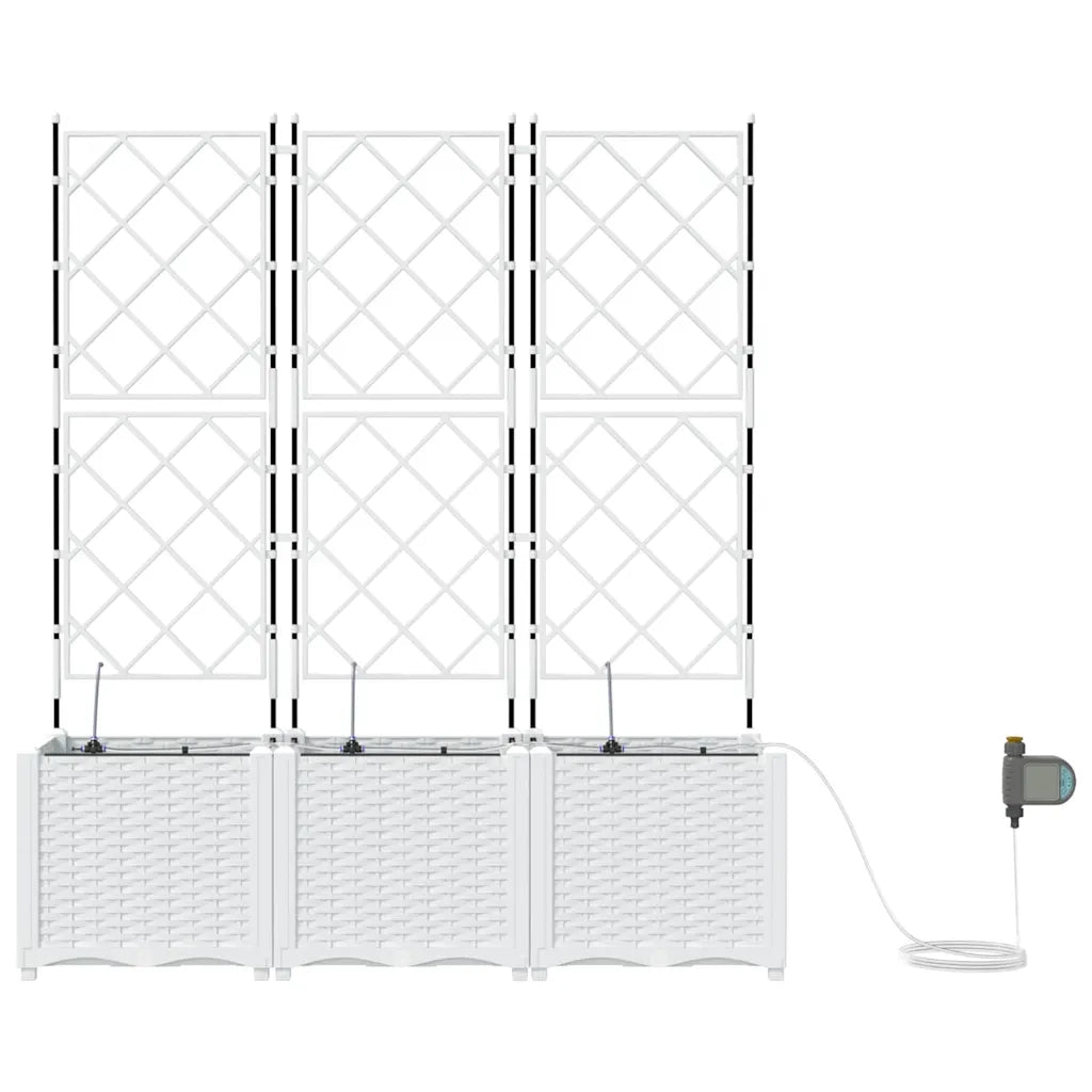 Fioriere | Cassetta per fiori | Vaso da giardino 3 pz Bianco 120 x 40 x 142 cm Plastica
