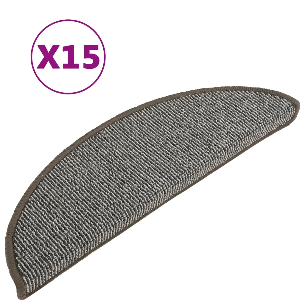 Tappetini per scale 15 pz 56x17x3 cm Grigio Semicircolari 149846