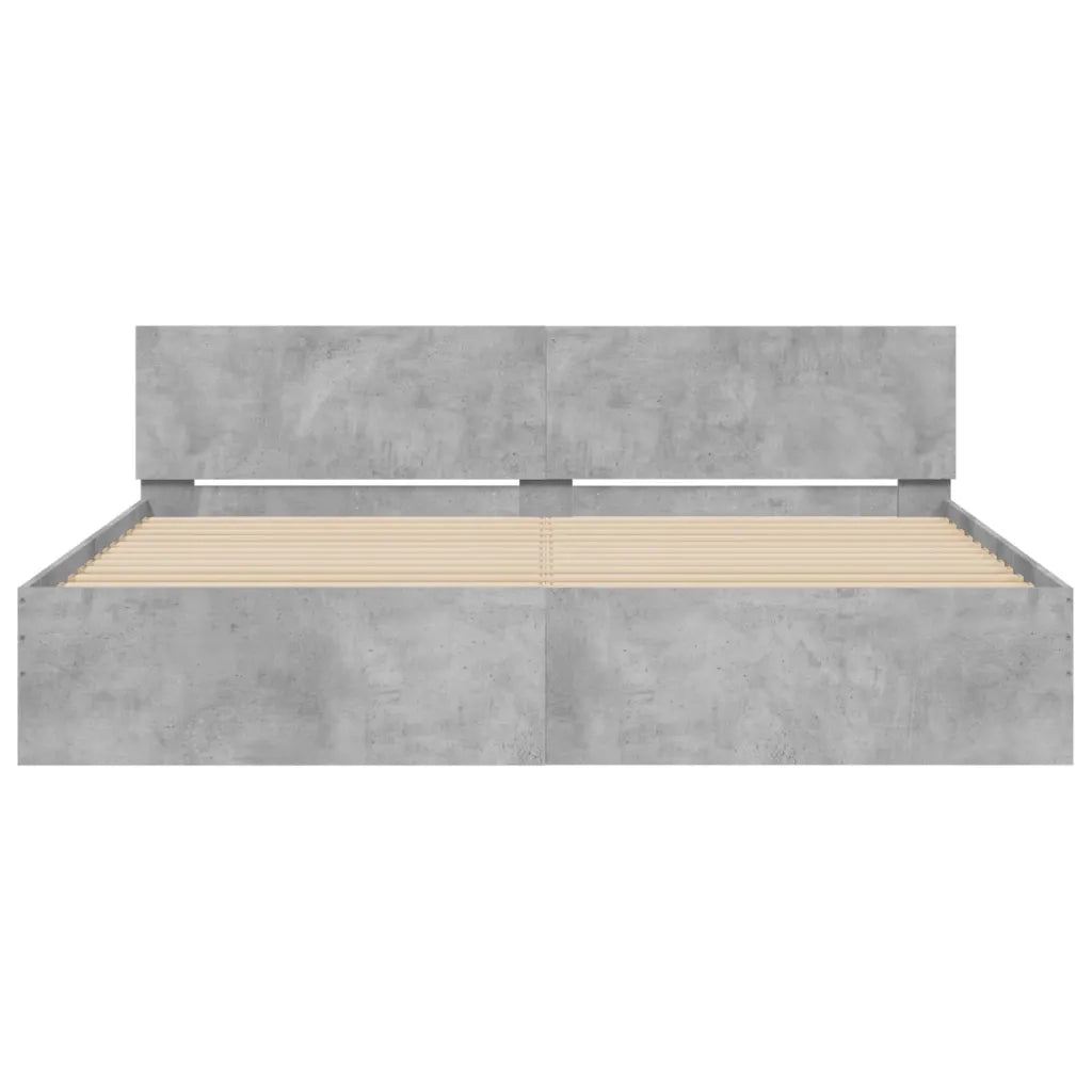 Giroletto con Testiera-Struttura Letto con testiera Grigio Cemento 180x200 cm