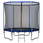 EasyComfort Trampolino Elastico da Esterno, Tappeto Elastico per Adulti da Giardino con Rete di Sicurezza e Bordo Imbottito, Giochi da Giardino e Casa, Ø244x240cm, Blu e Nero
