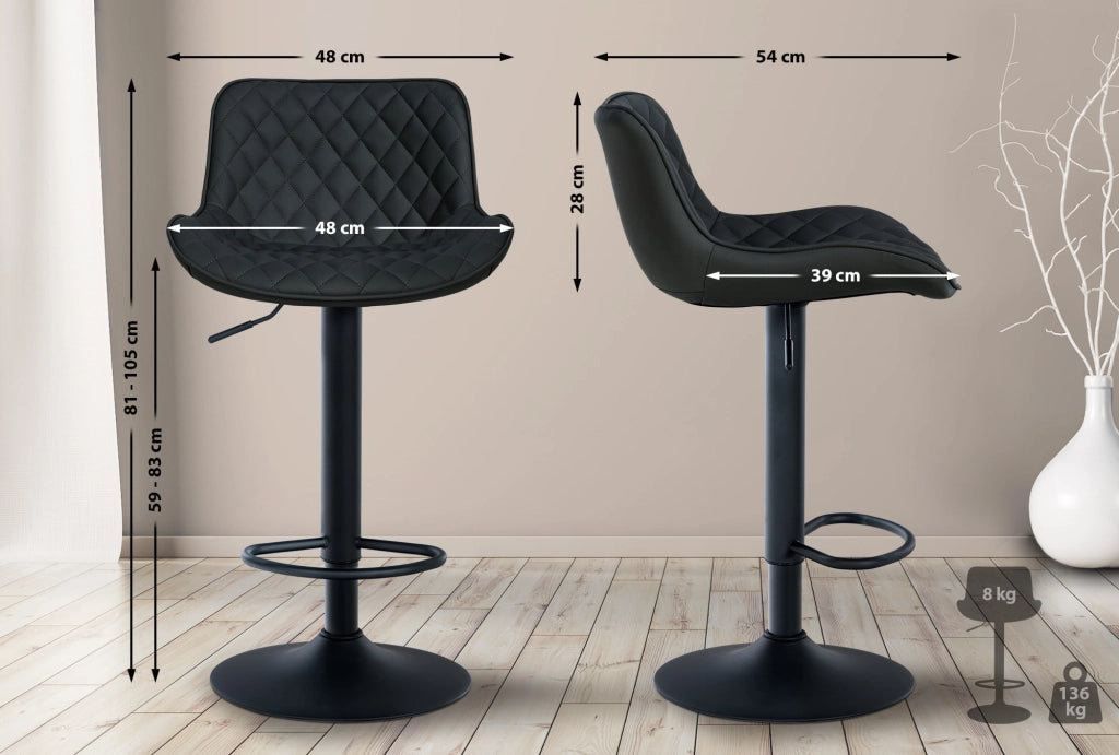Set di 2 Sgabello da bar Minosa nero,Finta pelle