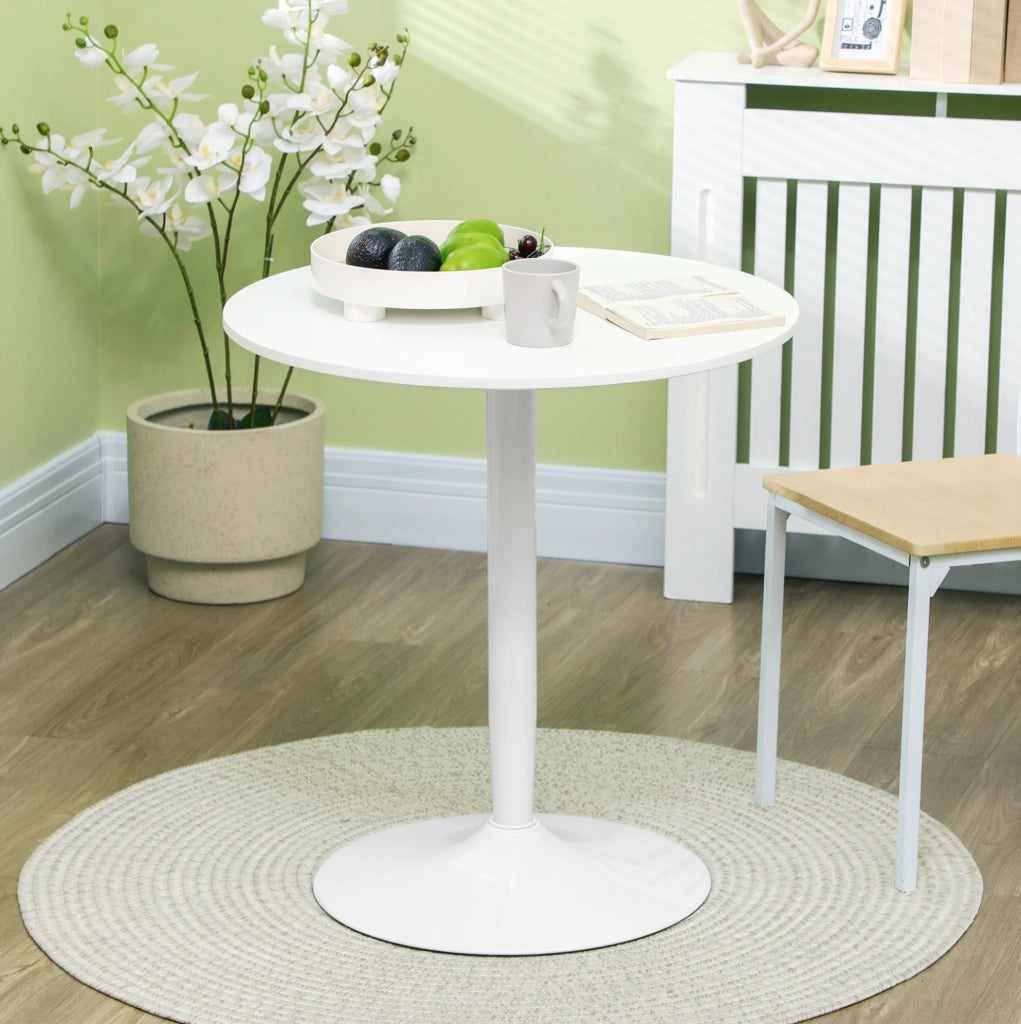 Tavolo rotondo da cucina ?70 x 75 cm in MDF bianco con base in acciaio