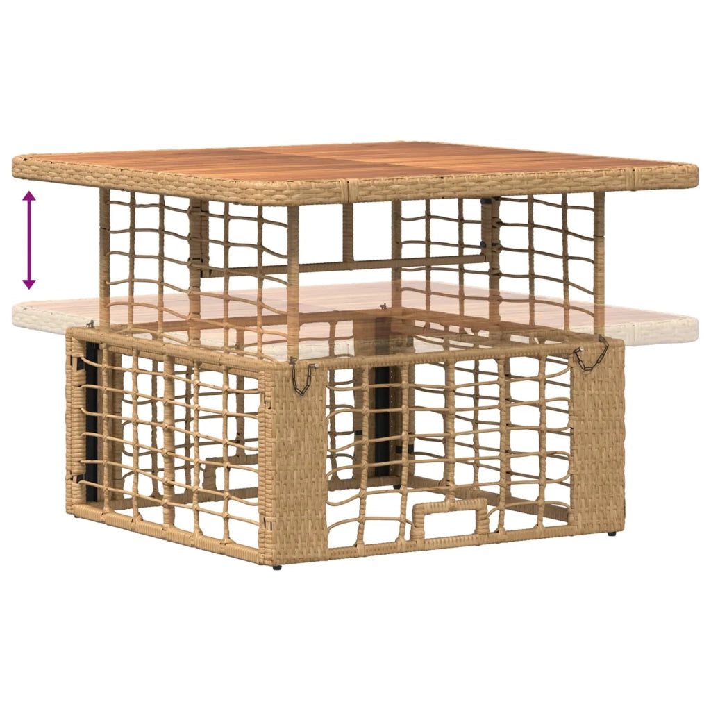 Set da Pranzo per Giardino con cuscino 3 pcs Naturale e Bianco
