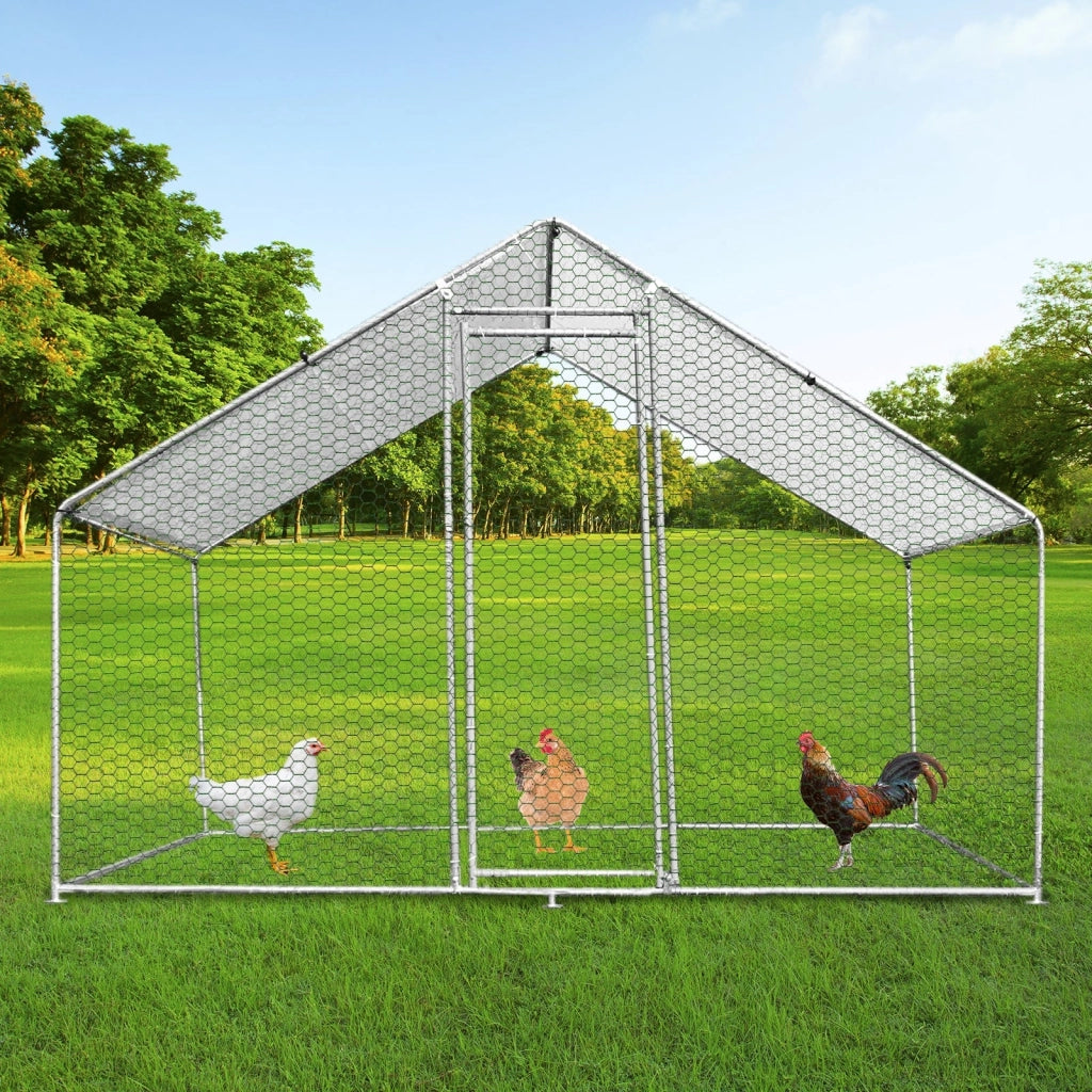 Gabbia Pollaio Recinto Recinzione Box Inox da Galline Pollame Polli 4m x 2m x 2m
