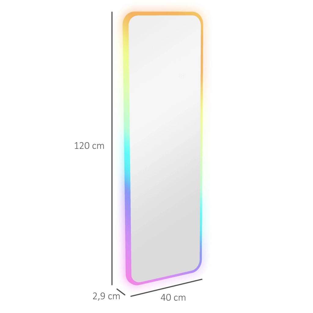 Specchio a Pieno Corpo con Luci LED ¨C Zephmum ¨C 120x40 cm Colori RGB