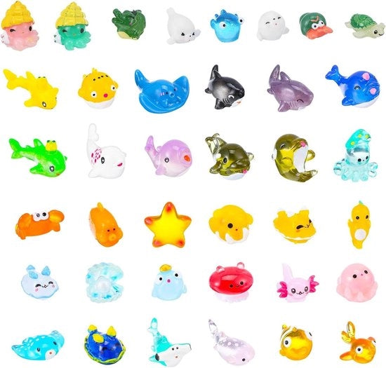Set di miniatura di animali marini in plastica per acquario e giardino - 38 pezzi.