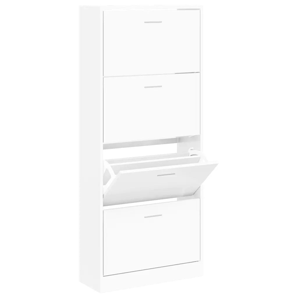 Scarpiera Bianca 63x24x147 cm in Legno Multistrato 342542