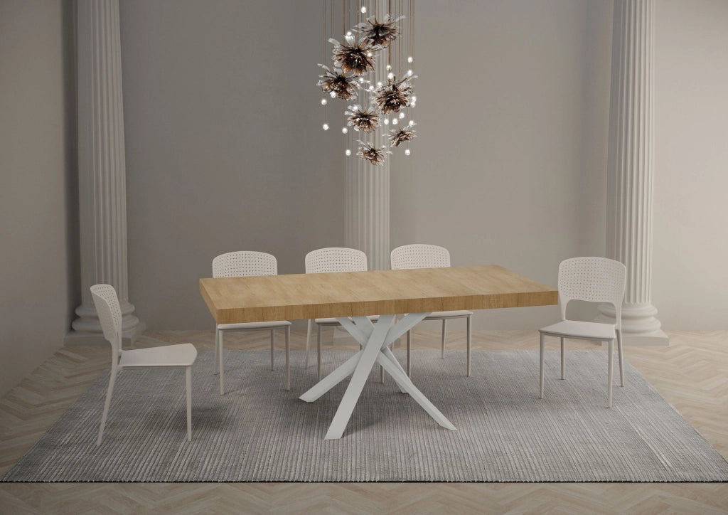 Tavolo Allungabile 90/194x90x77 cm Clerk Premium Quercia Natura