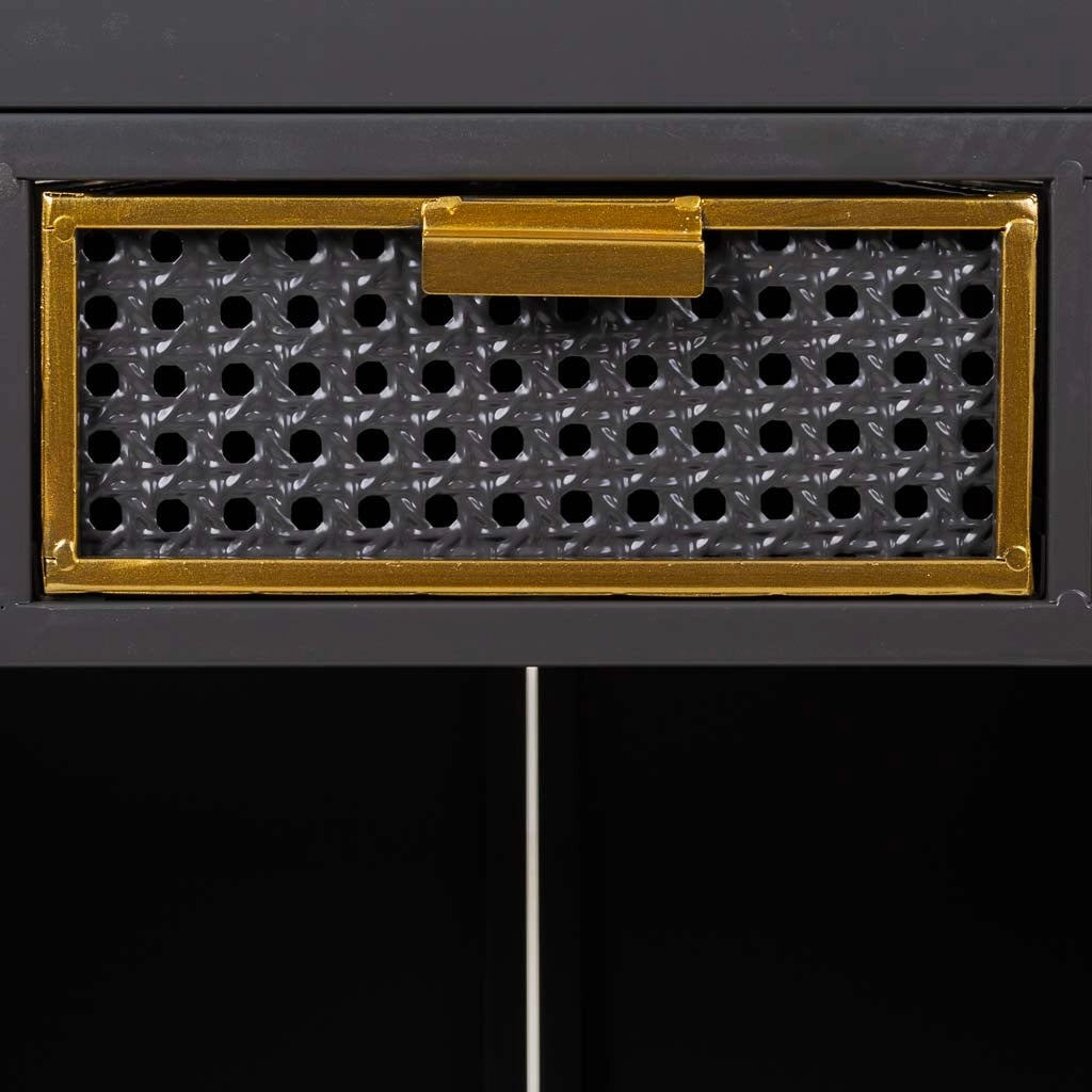 Credenza in metallo grigio e legno 80x40x79h
