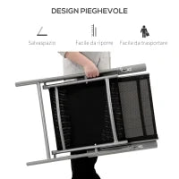 Sedia da Giardino Pieghevole in Alluminio e Texteline Schienale Regolabile a 7 Livelli, Nero 65x55x85-105cm