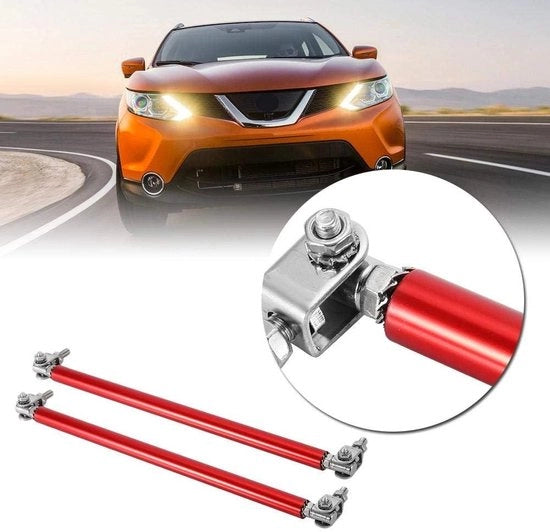 Supporto di fissaggio per diffusore anteriore da 20 cm - 1 coppia - Rosso - Modifica auto - Lip di separazione anteriore - Barre di sostegno per strutture di diffusore.