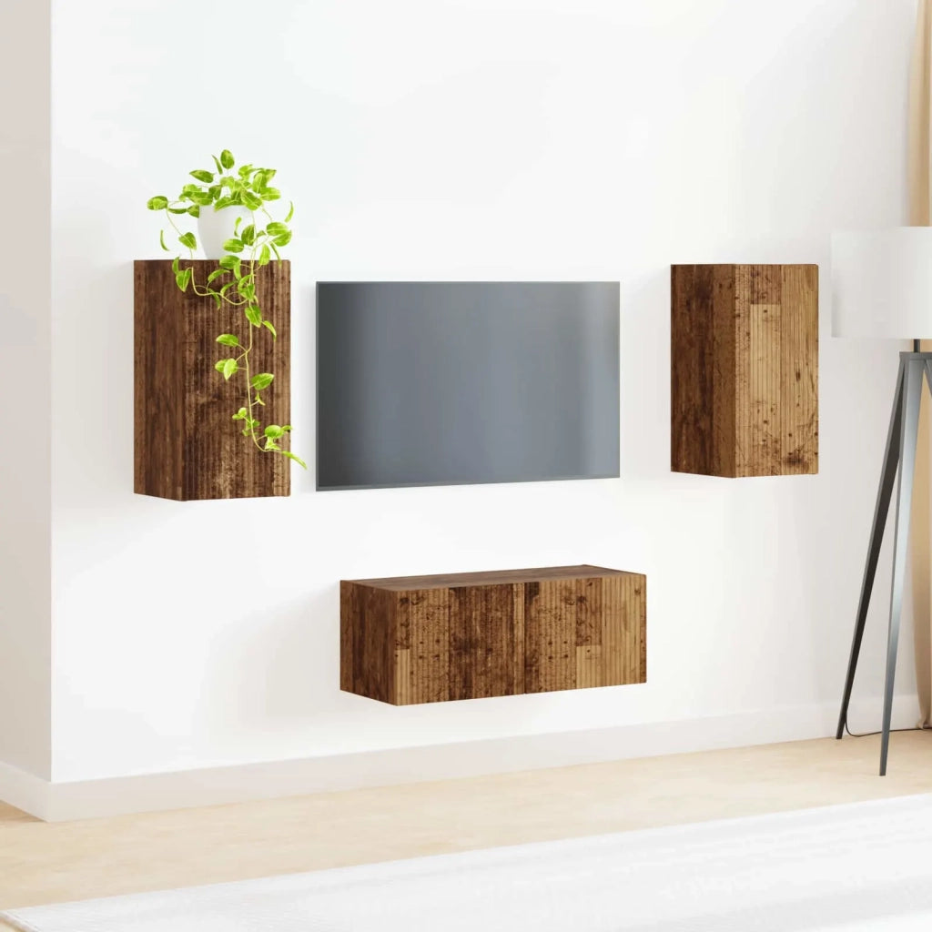 Set mobile TV 2 pcs Legno vecchio Legno multistrato 3408968