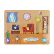 Trade Shop - Puzzle A Incastro Tema Mobili Gioco Educativo In Legno Per Bambini Con Pomelli 53760 -