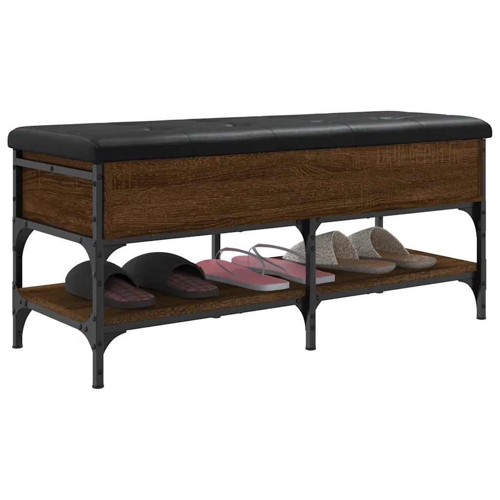 Panca Porta Scarpe-Sgabello-Panca Scarpiera Rovere Marrone 102x42x45cm Legno Multistrato