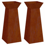 Set di 2 fioriere a colonna moderne per esterni 40 x 40 x 100 cm in acciaio patinato argento 02_0052423