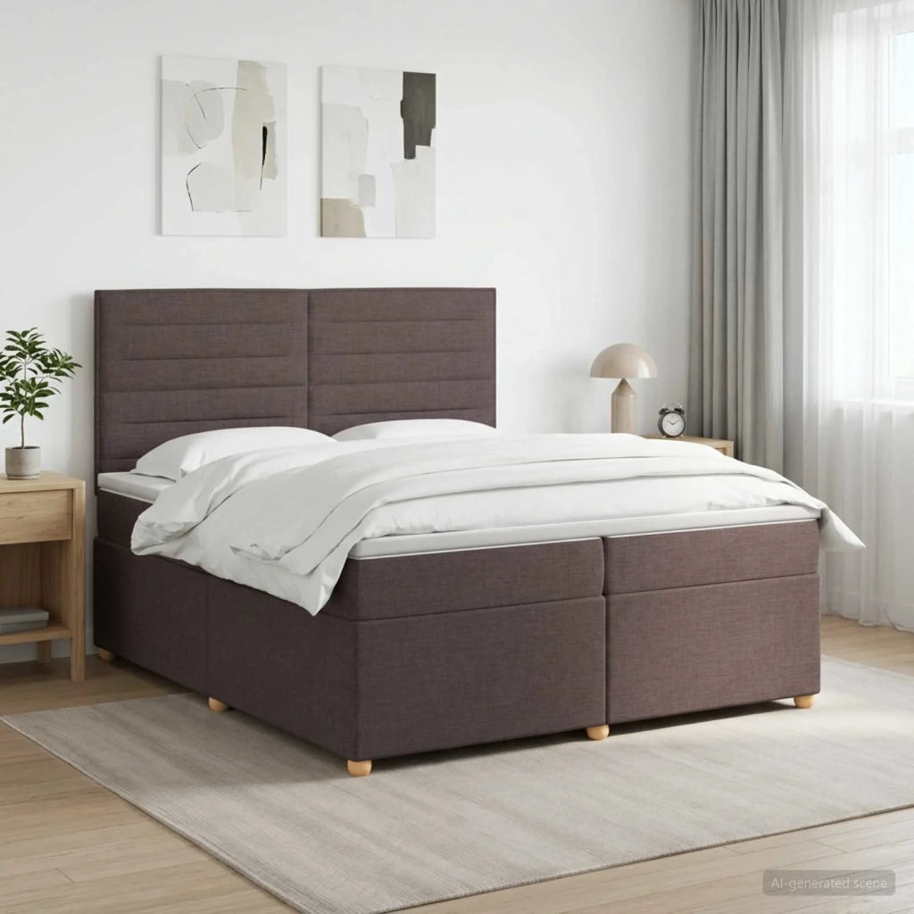 Letto box spring con materasso Marrone Scuro 200 x 200 cm 3453959