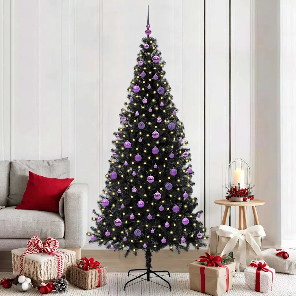 Albero di Natale | Decorazioni natalizie con 300 LED con supporto Nero 210 cm PVC