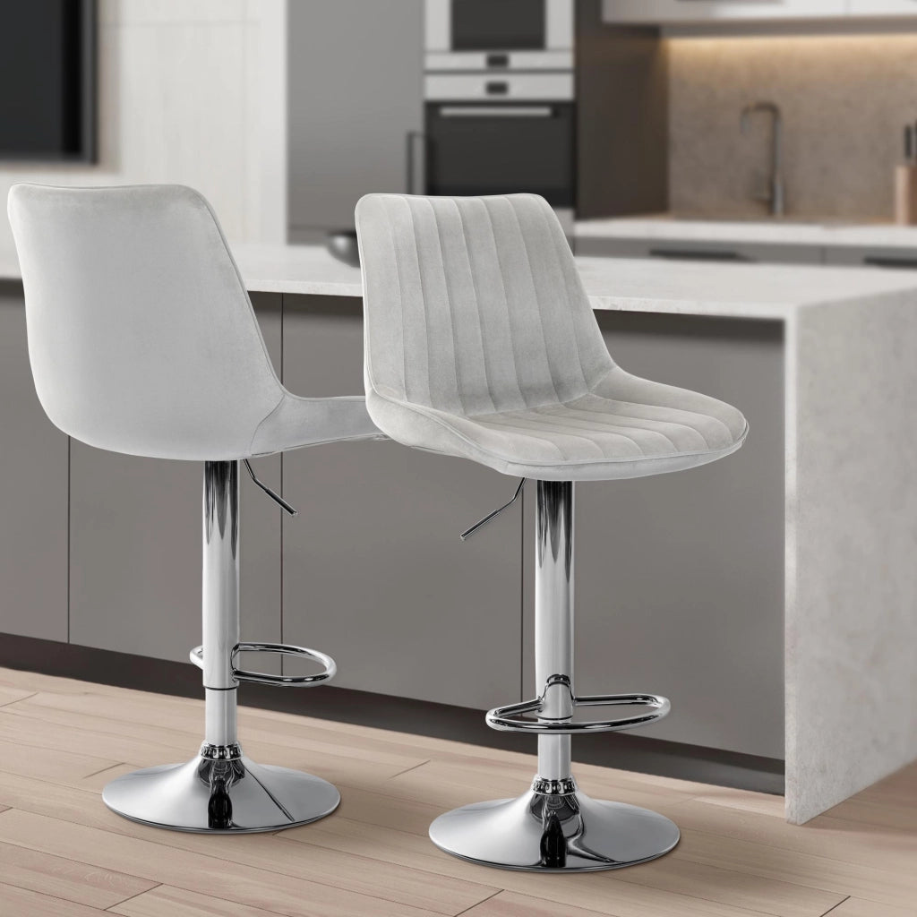 Sgabello Toni Velvet grigio,cromo