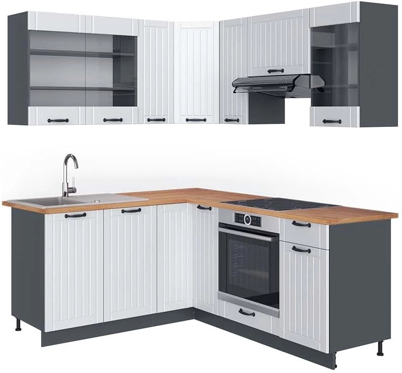 Cucina angolare completa Fame-Line, Quercia dorata, 190 x 60 cm, PL Rovere, combinabile con altri moduli per una progettazione flessibile della cucina