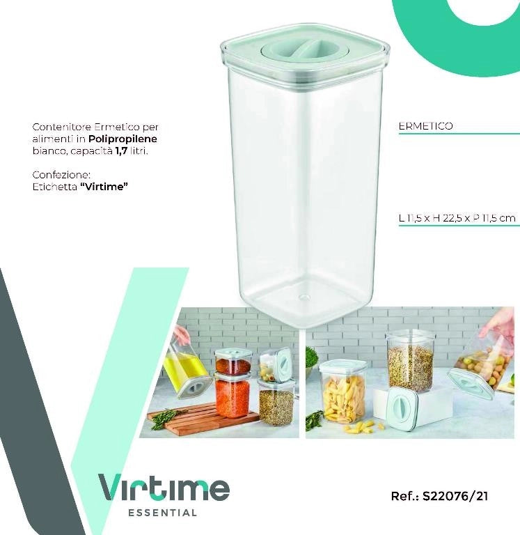 Contenitore Frigobox Ermetico in Plastica 11,5 x 11,5 x 22,5 cm