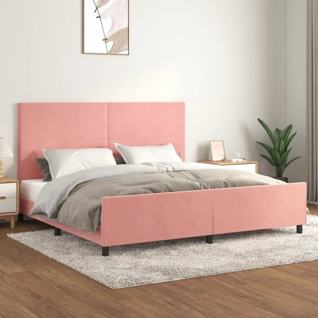 Giroletto con Testiera-Struttura Letto con testiera Rosa 200x200 cm in Velluto 541790