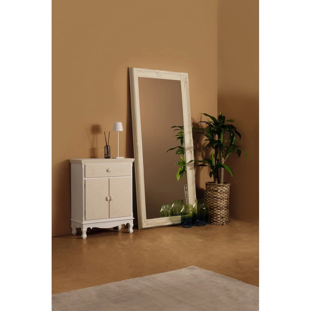 Mobiletto 2 Ante 1 Cassetto MDF Bianco Classico da Interno - ALBINE