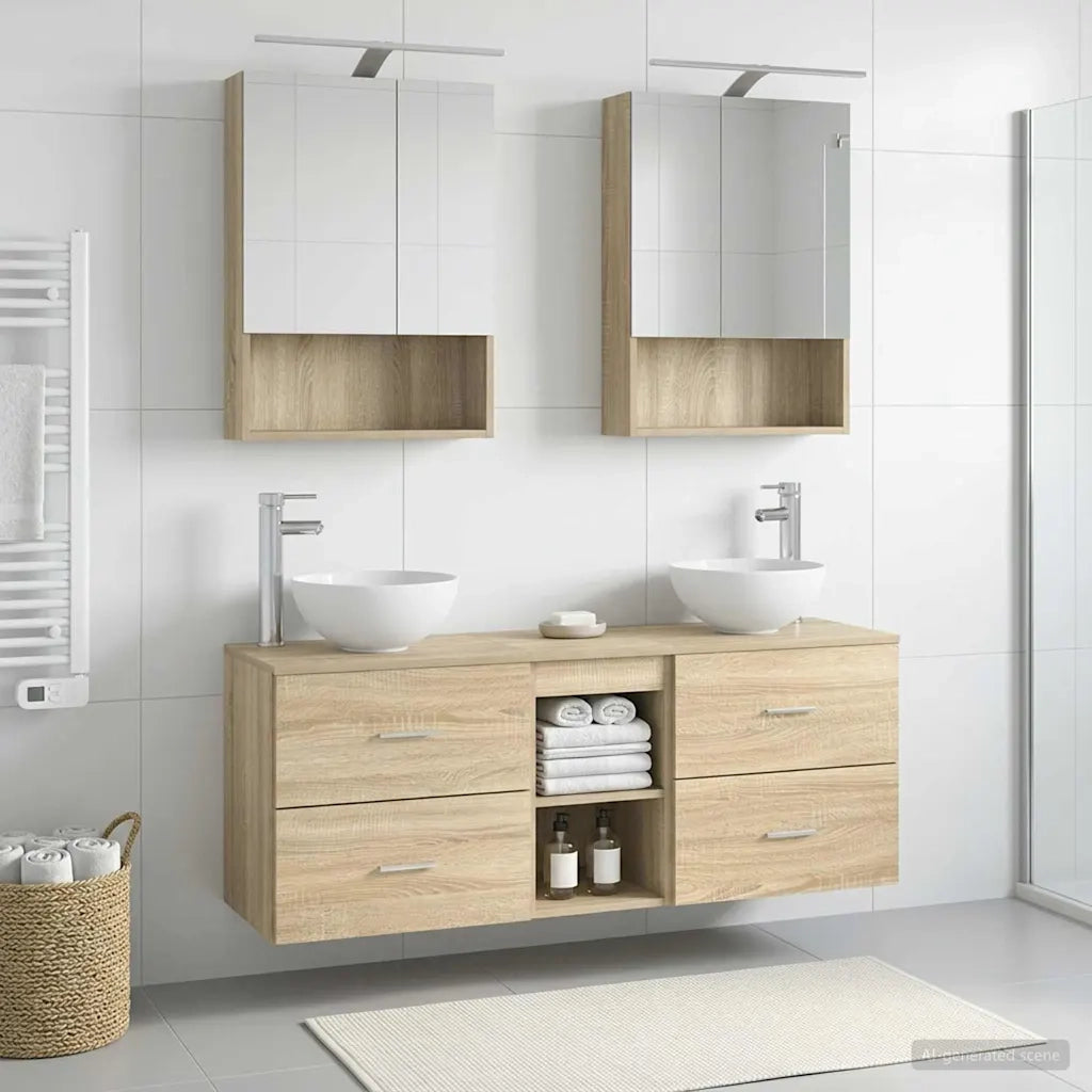 Set di Armadi da Bagno 5 pcs Rovere Sonoma 50 x 14,5 x 70 cm 3406681
