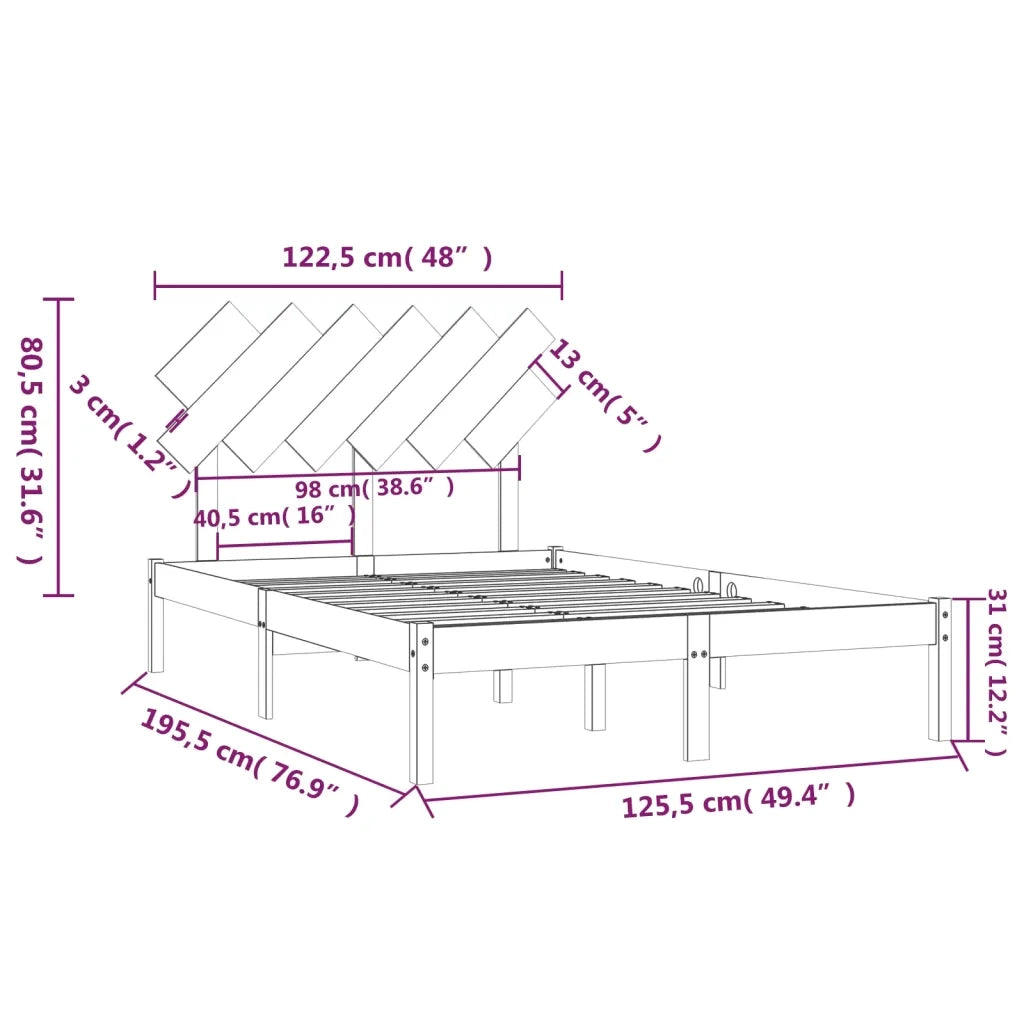 Giroletto-Struttura Letto 120x190 cm Small Double in Legno Massello 564392