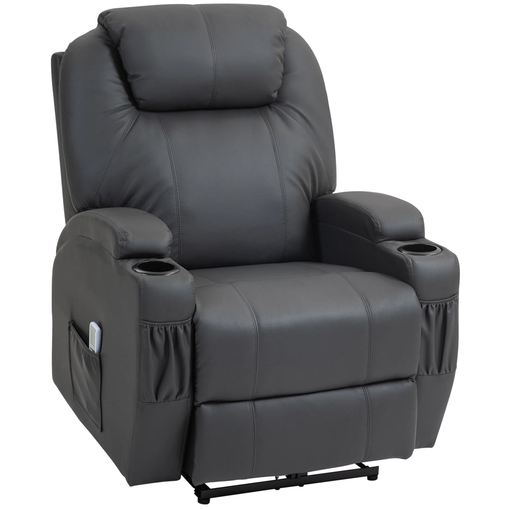 Poltrona relax elettrica con funzione massaggio, reclinabile fino a 165°, con telecomando e portabicchieri