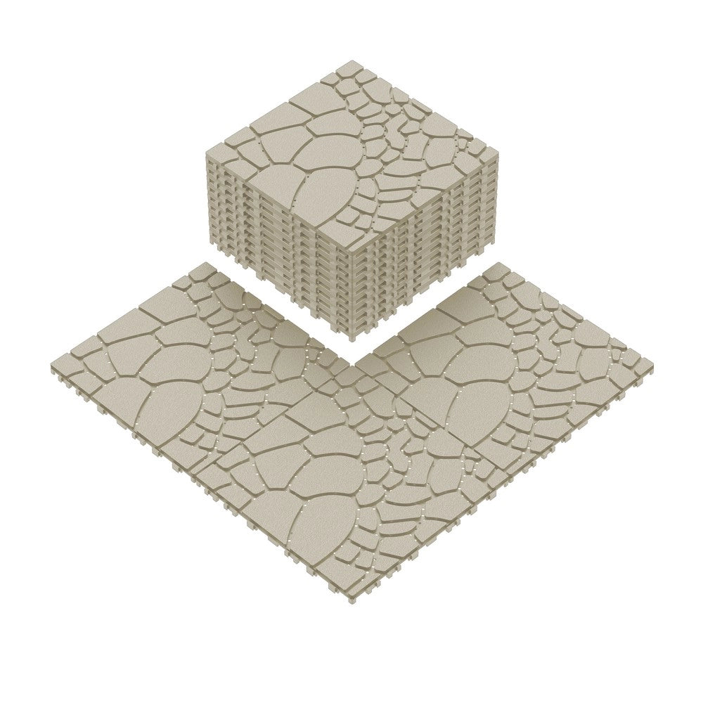 Piastrelle da Pavimento Interlocking per Patio ¨C MINIMAL ¨C Beige, 44 pcs, 30x30 cm