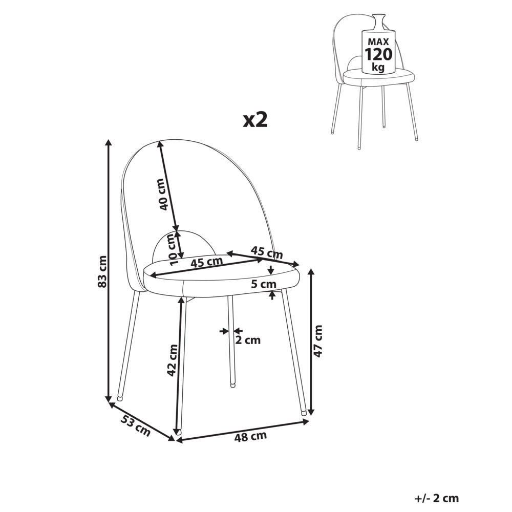 Set di 2 sedie da pranzo rivestimento in velluto arancione gambe nere glamour retrò